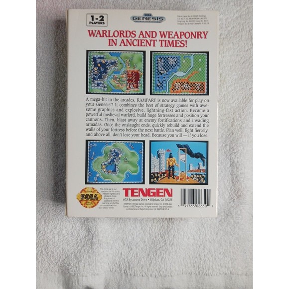 Rampart (Sega Genesis 1992) Cardboard Box Version - CIB Complete With Manual - Picture 7 of 11